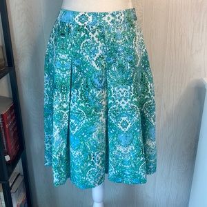 The Limited•Blue Paisley•Pleated•A Line•Circle•Skirt•Size 4•Spring•Easter